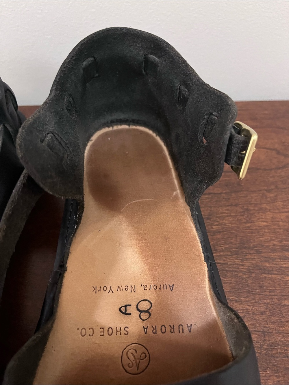 AURORA Black Mary Jane Leather Ankle Strap Shoes US 8D - Picture 13 of 17